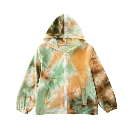 

Winter Savings Clearance! Dezsed Spring Jacket For Boys Coats Hooded Tie-Dye Pattern Baby Girls Clothes Children Outerwear With Zipper Kids Windproof Autumn Girls Jackets 12M-6Y