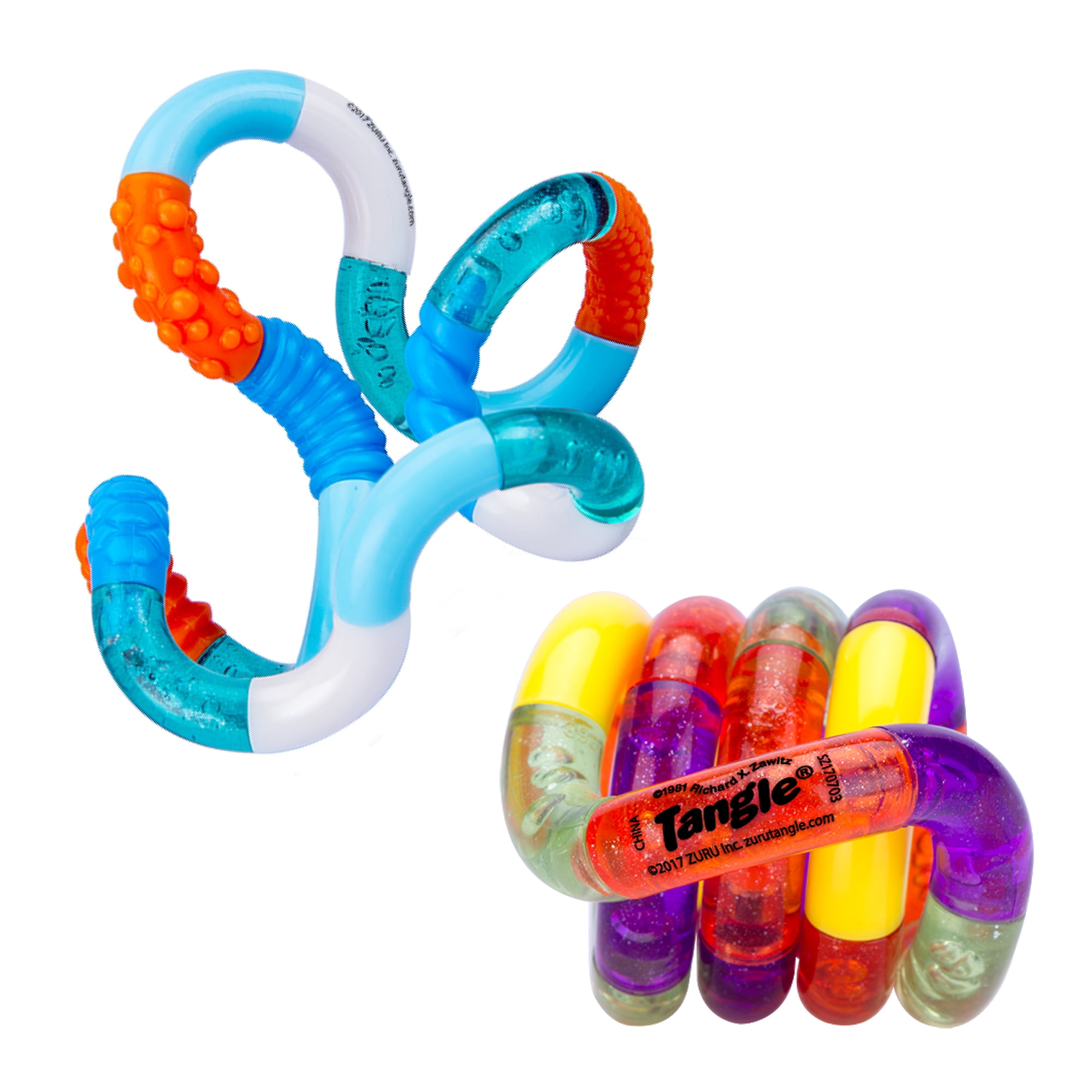Tangle Jr Metallic Blue Brain Twist Shape Fidget Sensory Stress Relief Toy 