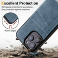 thumbnail image 2 of for iPhone 16 Pro Max Wallet Phone Case with Card Holder, [RFID Blocking PU Leather Protection][Back Flip Magnetic Cases] Kickstand Shockproof Women Men Slim Cover for iPhone 16 Pro Max - Blue, 2 of 8