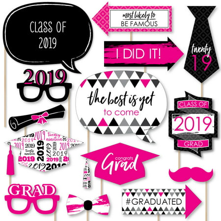 Pink Grad - Best is Yet to Come - Pink 2019 Graduation Party Photo Booth Props Kit - 20