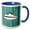 Blue/White, variant on 3drose, Image of White Speed Boat on Aqua Weathered Wood, 15oz Two-tone Yellow Mug