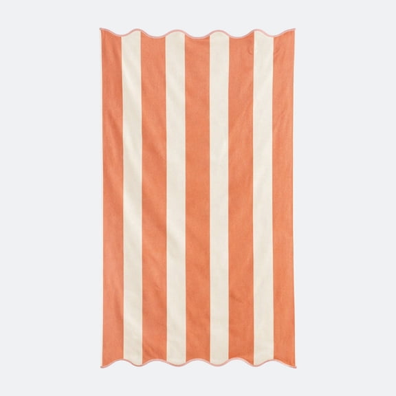 Large Scalloped Striped Beach Towel