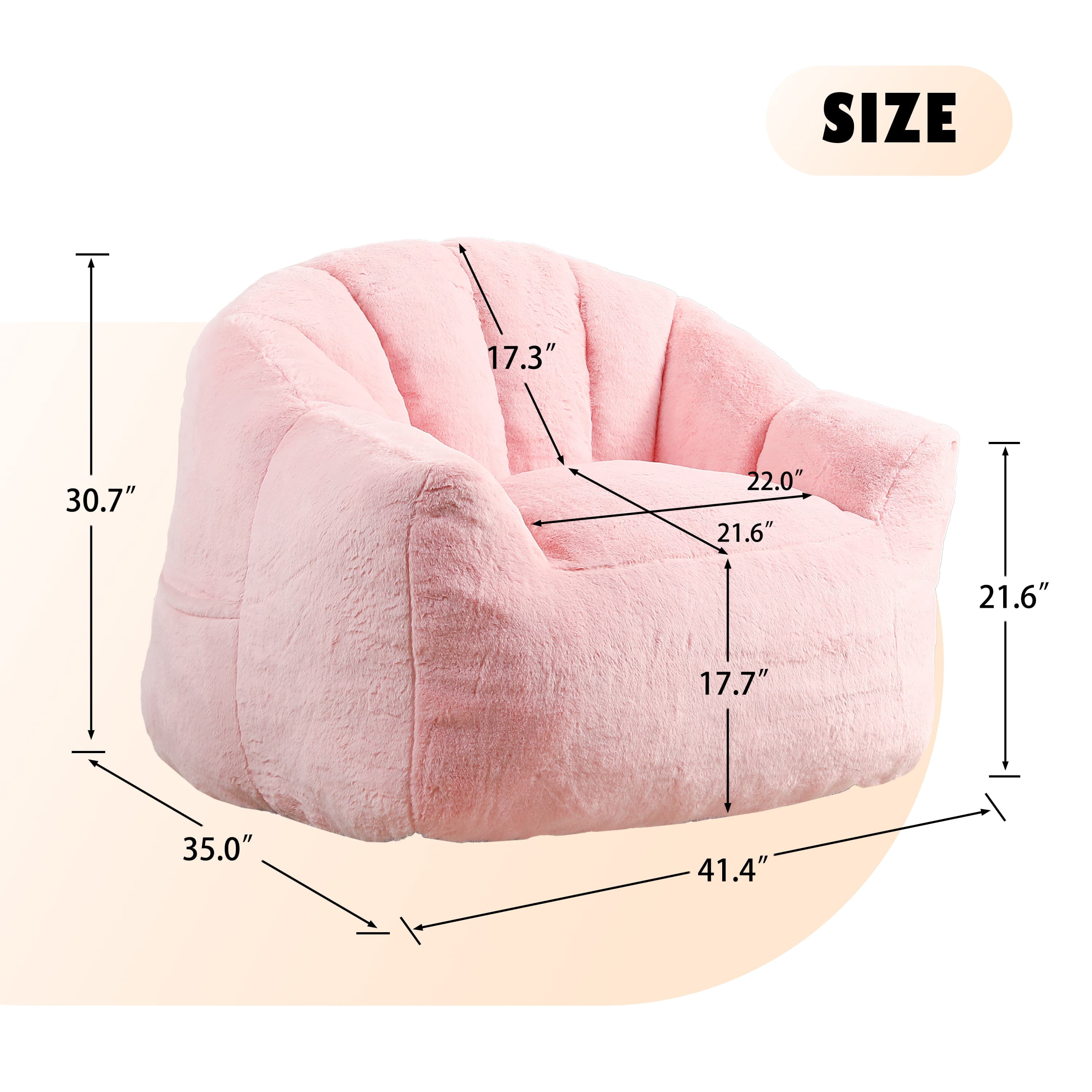 MAYEERTY Bean Bag Sofa Chair with Armrests - High-Density Foam, Lazy Comfy for Adults, Living Room/Bedroom Reading.