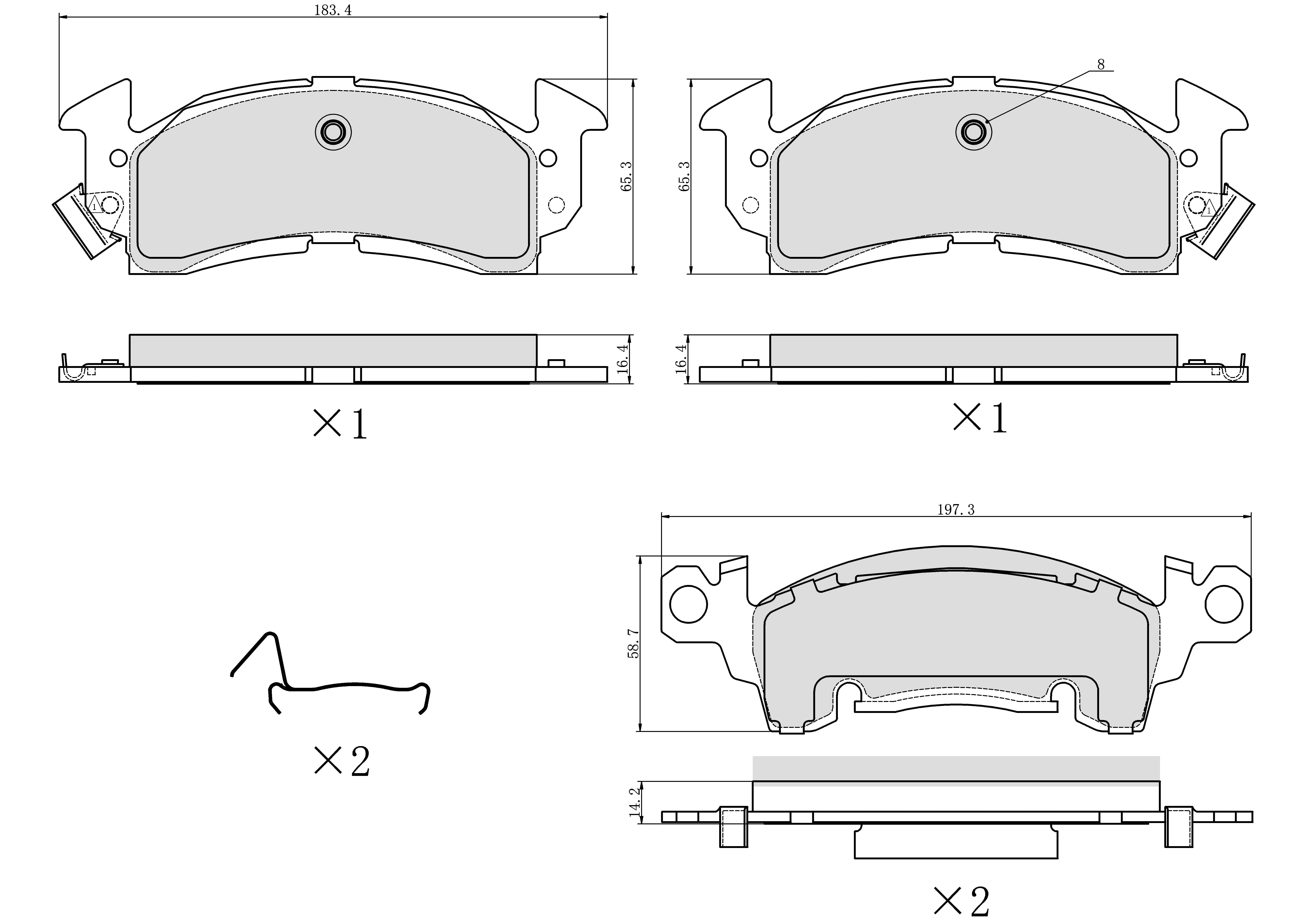 Winstop Brake Pad Set, Front WS.0052.0.M, Chevrolet K10 1984-1975