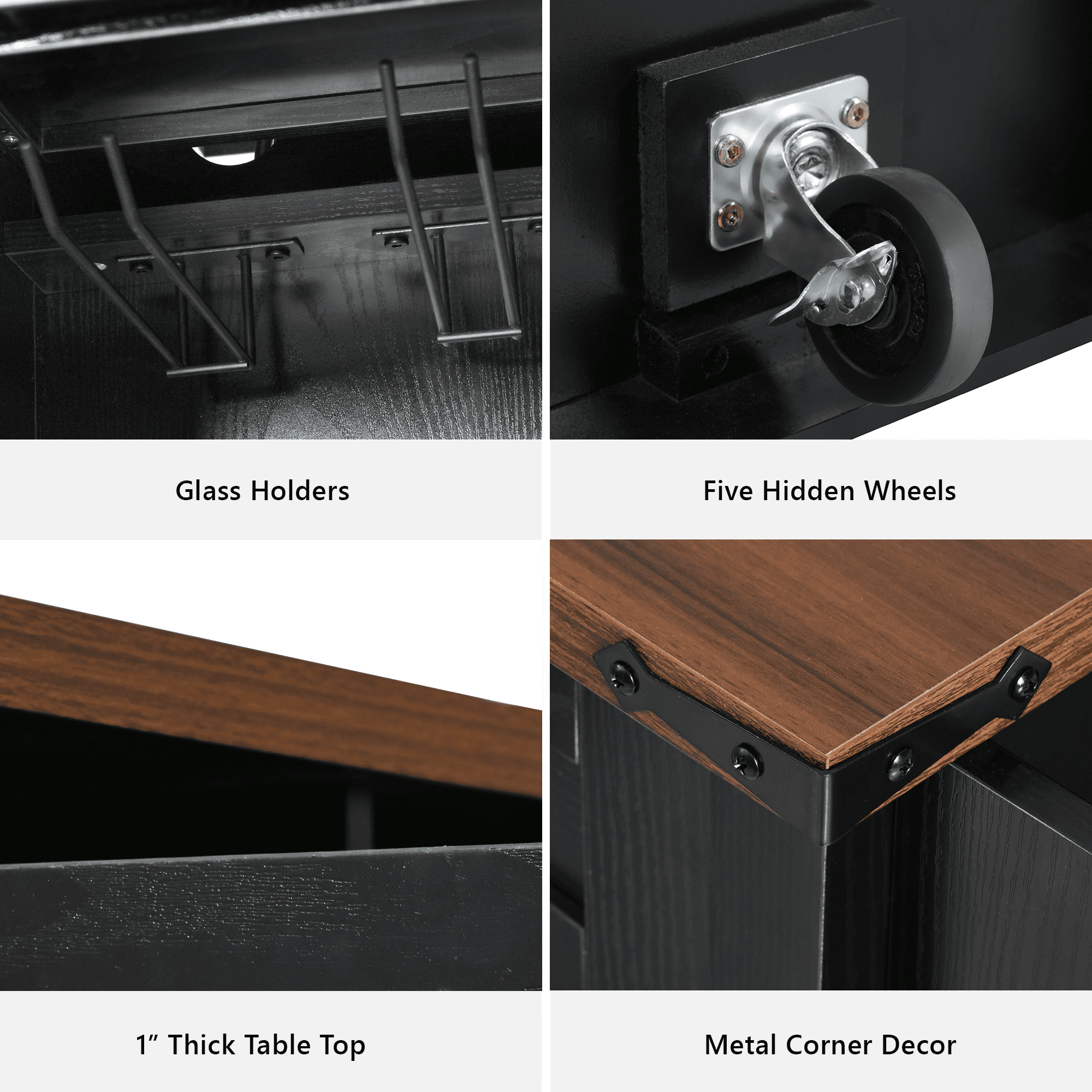 Mintazer 58" Farmhouse Kitchen Island Cart with Single Drop Leaf & Power Outlet, Rolling Kitchen Island Table with Sliding Barn Doors, 3 Drawers & Side Spice Towel Racks, Black