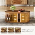 thumbnail image 3 of Tribesigns Oval Coffee Table, Modern Wood Center Table with Storage Shelf and Sliding Cabinet Door, Brown, 3 of 8