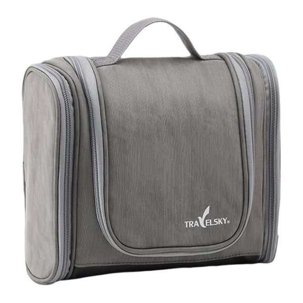 Neceser de viaje para artículos de aseo, organizador para secar y mojar por separado, impermeable, para baño y ducha. Gris oscuro