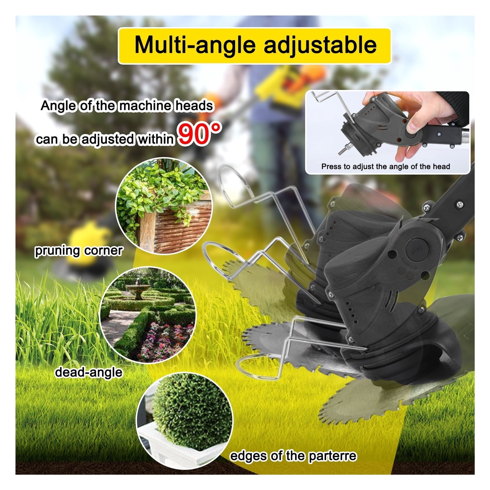 Gardening Tool And Equipment Household Electric Lawn Mower Cordless Rechargeable Lawn Trimmer Professional Electric Brush Cutter ,2 IN 1 Trimmer & Edger