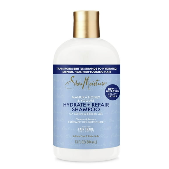 Pack of 2 Shea Moisture Manuka Honey & Yogurt Hydrate & Repair Sulfate-Free Shampoo for Damaged Wavy & Curly hair with Mafura & Baobab Oils 384 ml