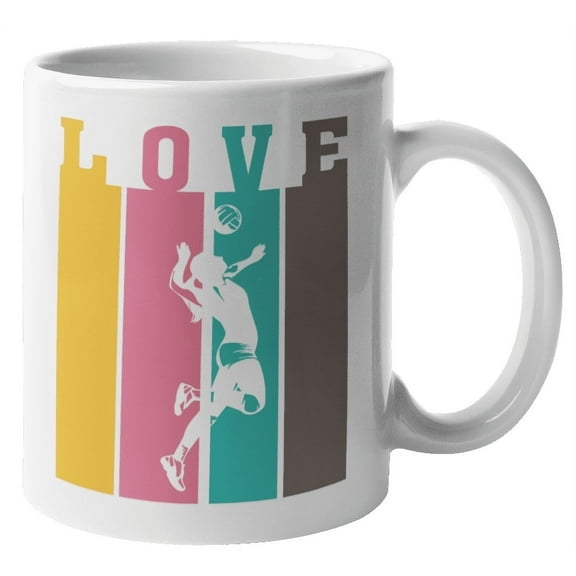 Love Volleyball. Cute Sports Coffee & Tea Mug For Athlete, Trainer, Director, Coach, Player, Friend, Bestfriend, Mom, Dad, Teen, Athletes, Players, Teens, Men And Women (11oz)