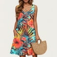 thumbnail image 4 of Womens Tank Dresses 2025 Floral Graphic Sleeveless Tunic Shirt Short Mini Dress Beach Vacation Outfit Fashion Clothes, 4 of 5
