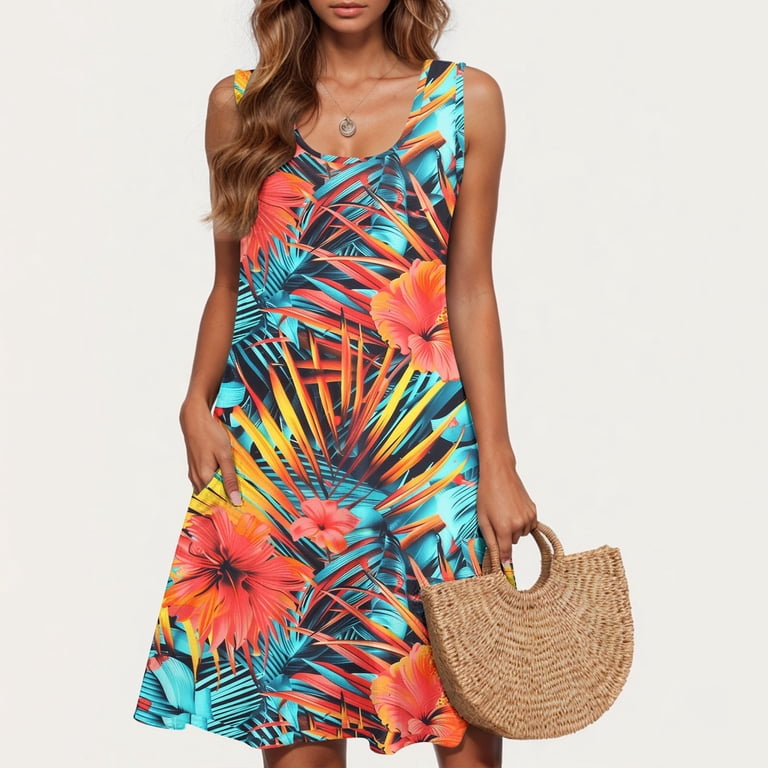 knee length dresses for ladies Women's One Shoulder Hawaiian Dress main image 0