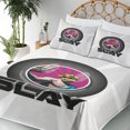 thumbnail image 3 of Ambesonne Emoji Fitted & Top Sheet Set with Shams, Slay Taking a Selfie Modern, Pale Grey Black and Magenta, 3 of 5