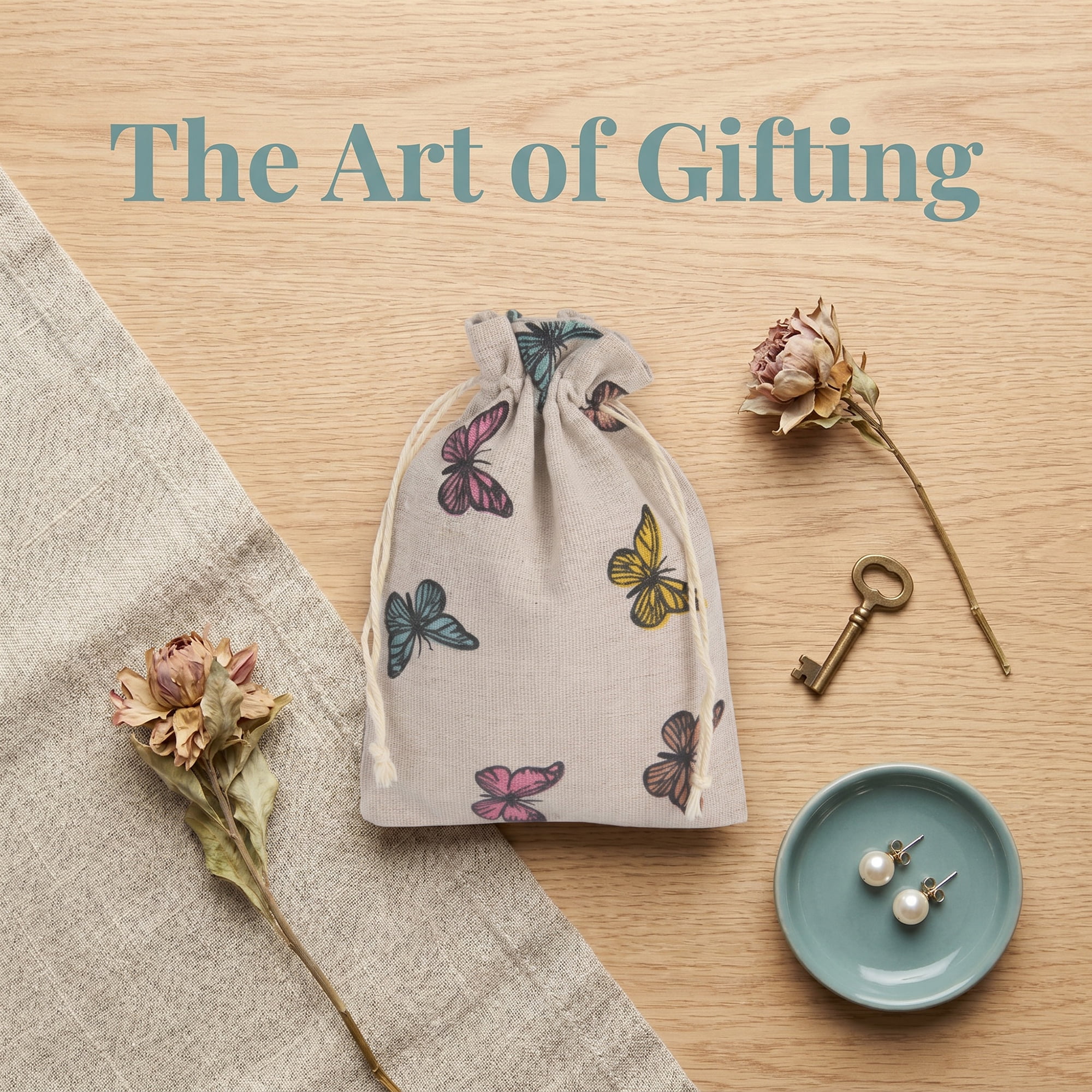 Unique Bargains Drawstring Gift Bags with Handles for Occasions Butterfly 5.1" x 7.1"