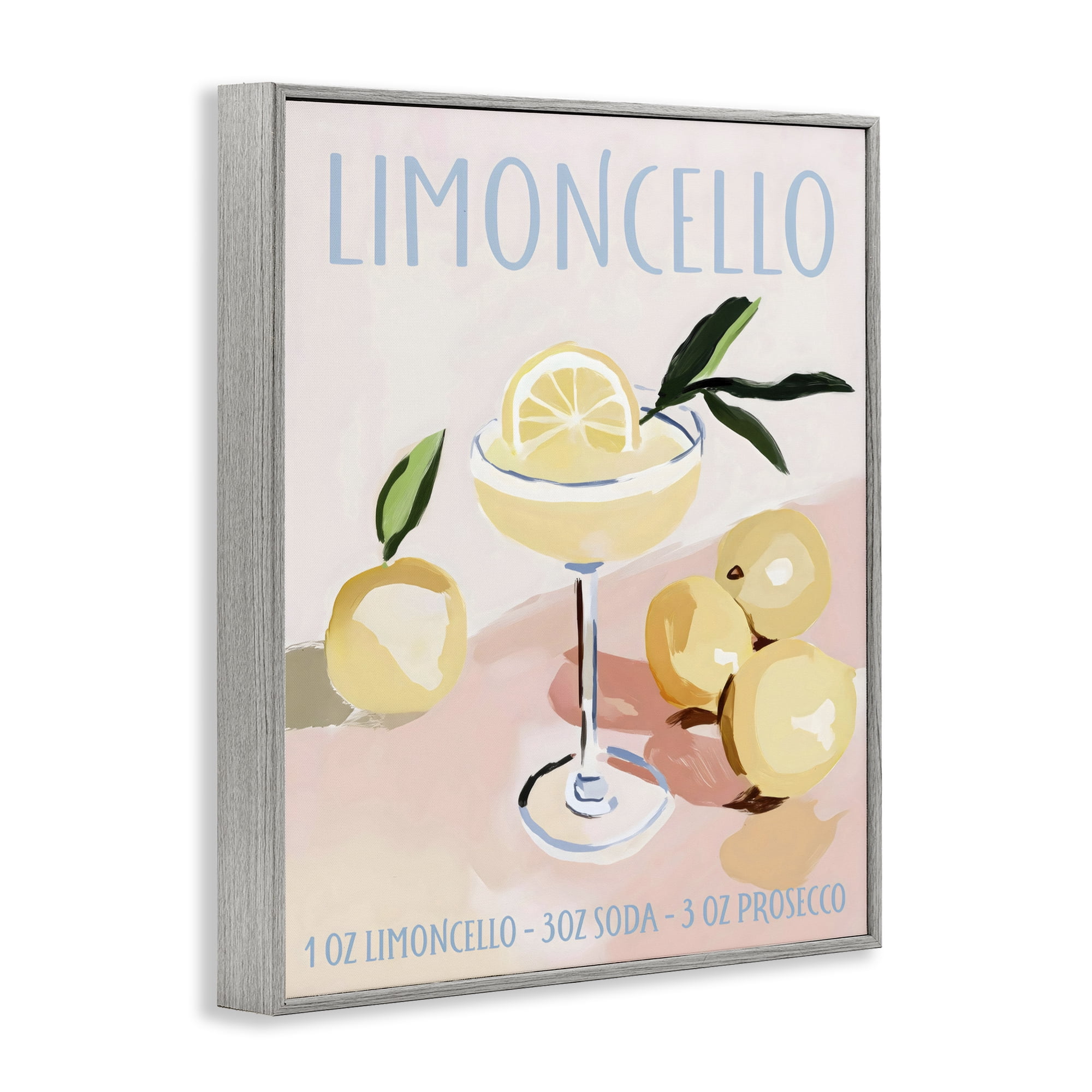 Stupell Industries Limoncello Summer Cocktail Gray Framed Giclee Art, design by Sisi and Seb