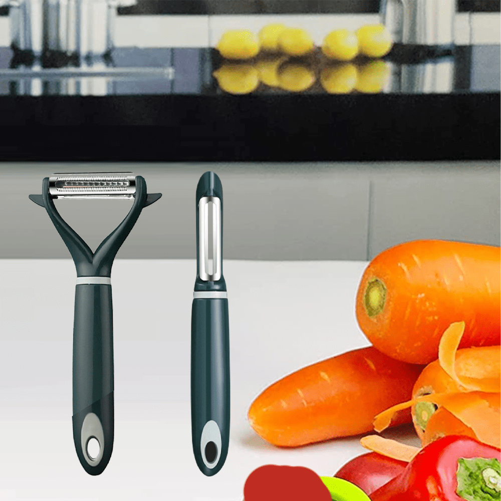 Restaurantware Comfy Grip 7.5 inch Vegetable Peeler, 1 Durable Potato Peeler - Sharp Swivel Blade, Ambidextrous Handle, White Stainless Steel Veggie Peeler, Built-in