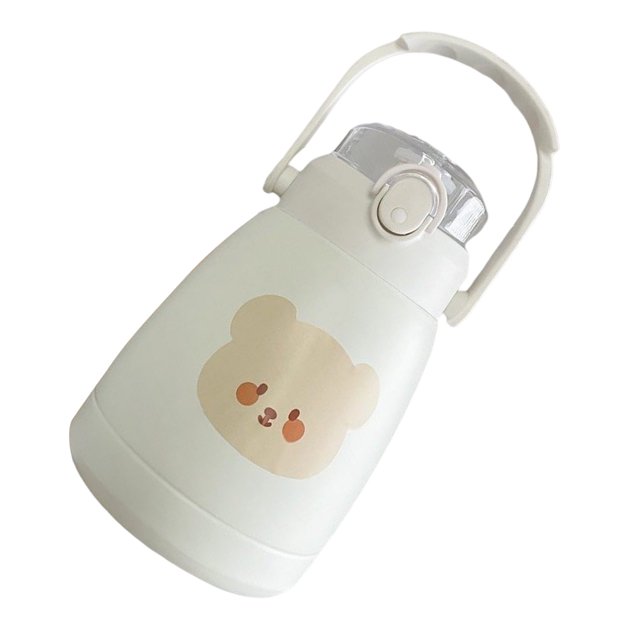 Cateissary Botella de agua térmica para niños, botellas de vacío, contenedor de café para beber, suministro para estudiantes, escuela al aire Almacenamiento y organización del hogar Blanco