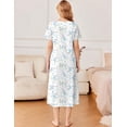 thumbnail image 6 of Ekouaer Cotton Nightshirts for Women Soft Cotton Nightgown Short Sleeve Button Down Sleepshirt Square Neck Lounge Dress With Pockets, 6 of 7
