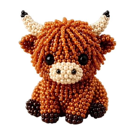 Bead Animal Making Kit Mini Highland Cow Figurine Diy Craft Kit for Adults Farmhouse Home Decor