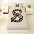 thumbnail image 3 of Erosebridal S Letter Monogrammed Twin Sheet Sets 3pcs For Teens Adults,Girls Boys Vintage Cheetah Print Bow Bedding, 3 of 5