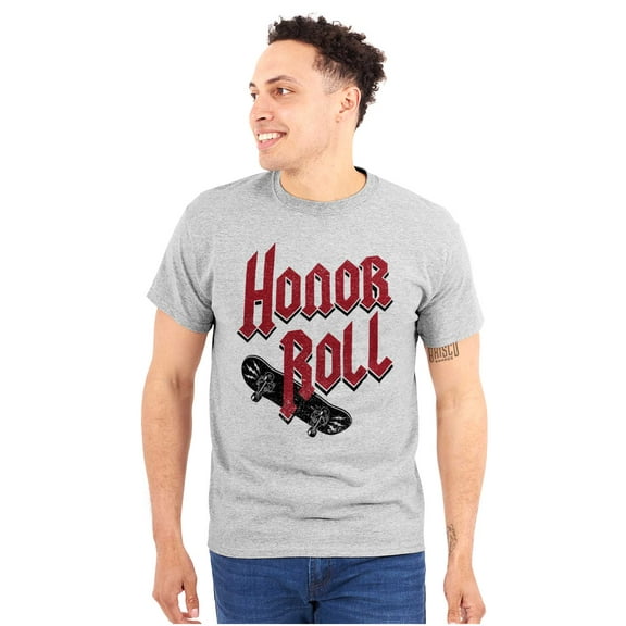 Skate Board Honor Roll Funny Men's Big & Tall Crewneck Graphic Tee Brisco Brands 2X