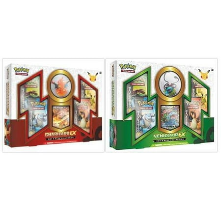 Pokemon Trading Card Game Charizard Ex And Venusaur Ex Red And Blue Collection Box Bundle 1 Of Each Includes 4 Generations Booster Packs Each And