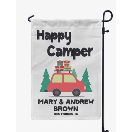 Printtoo White Happy Camper Family Camping Car Camping Flags Personalized Outdoor GardenFlagsCamp Decor Accessory Double SidedFlags12.5x18 Inches