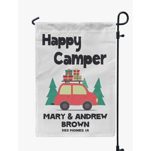 Printtoo White Happy Camper Family Camping Car Camping Flags Personalized Outdoor GardenFlagsCamp Decor Accessory Double SidedFlags12.5x18 Inches
