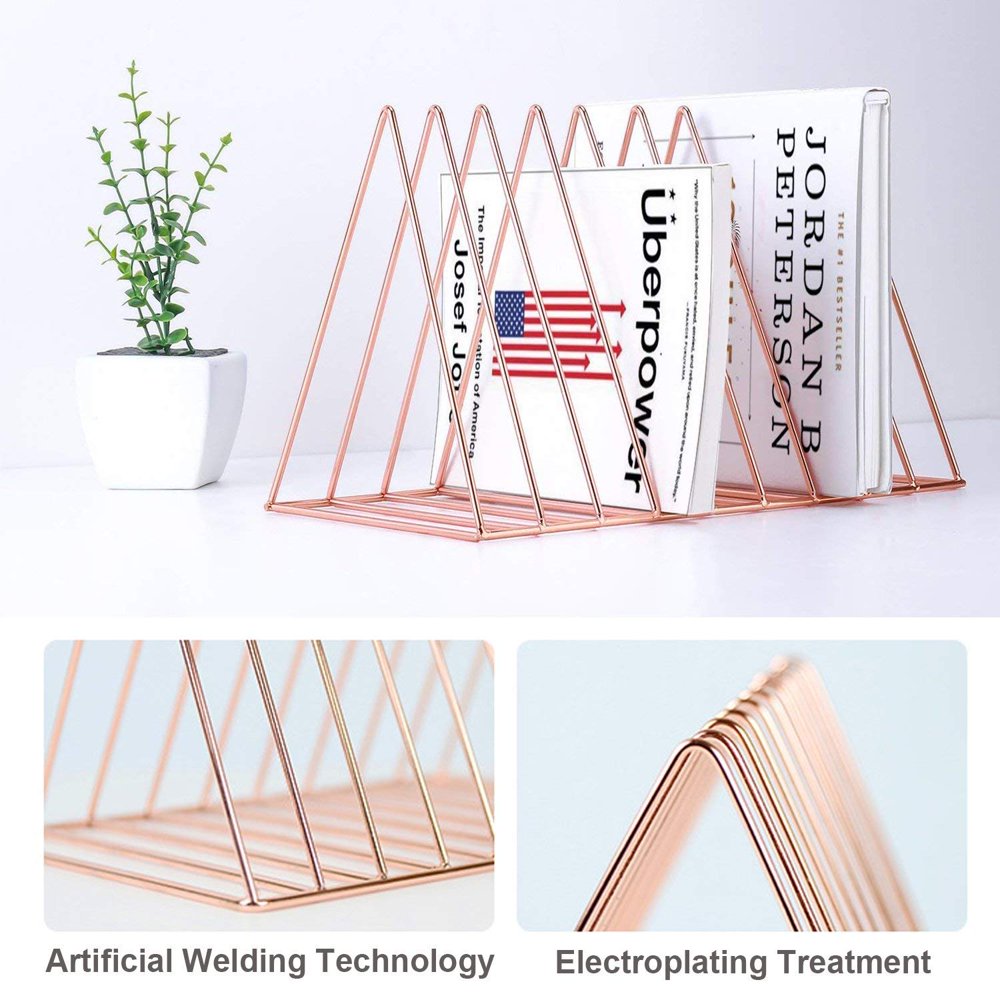 8 Layers Desktop Book Storage Rack Magazine Iron Triangular Bookshelf