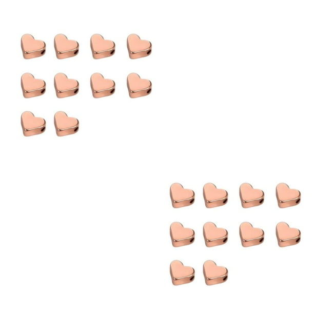 Jumpingount 10X de cuentas de corazón espaciador DIY Prop cobre mano de obra fina de moda sin rebabas joyería de moda rosa Oro rosa 2piezas