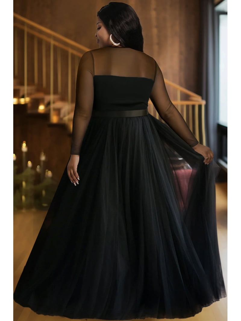 black mesh sweetheart dress Mesh Sweetheart Long Dress Ver Luisant
