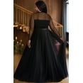 thumbnail image 2 of Plus Size Black Sheer Mesh Sweetheart Neck Ball Gown, Long Sleeve Tulle Layered Formal Evening Dress, 2 of 4