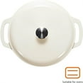 thumbnail image 2 of Cast Iron Dutch Oven Pot with Lid, Enameled, Round, Dual Handles, Heavy-Duty, Medium, 6-Quart, White, 2 of 4