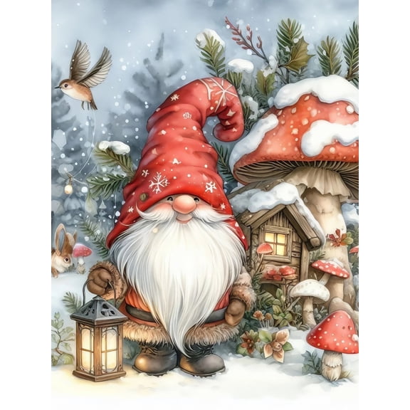 CSZPPQAF Diamond Art Kits for Adults Beginners,Winter Gnome Full Drill Diamond Dots Gem Art,Home Wall Decor 11.8x15.8inches.