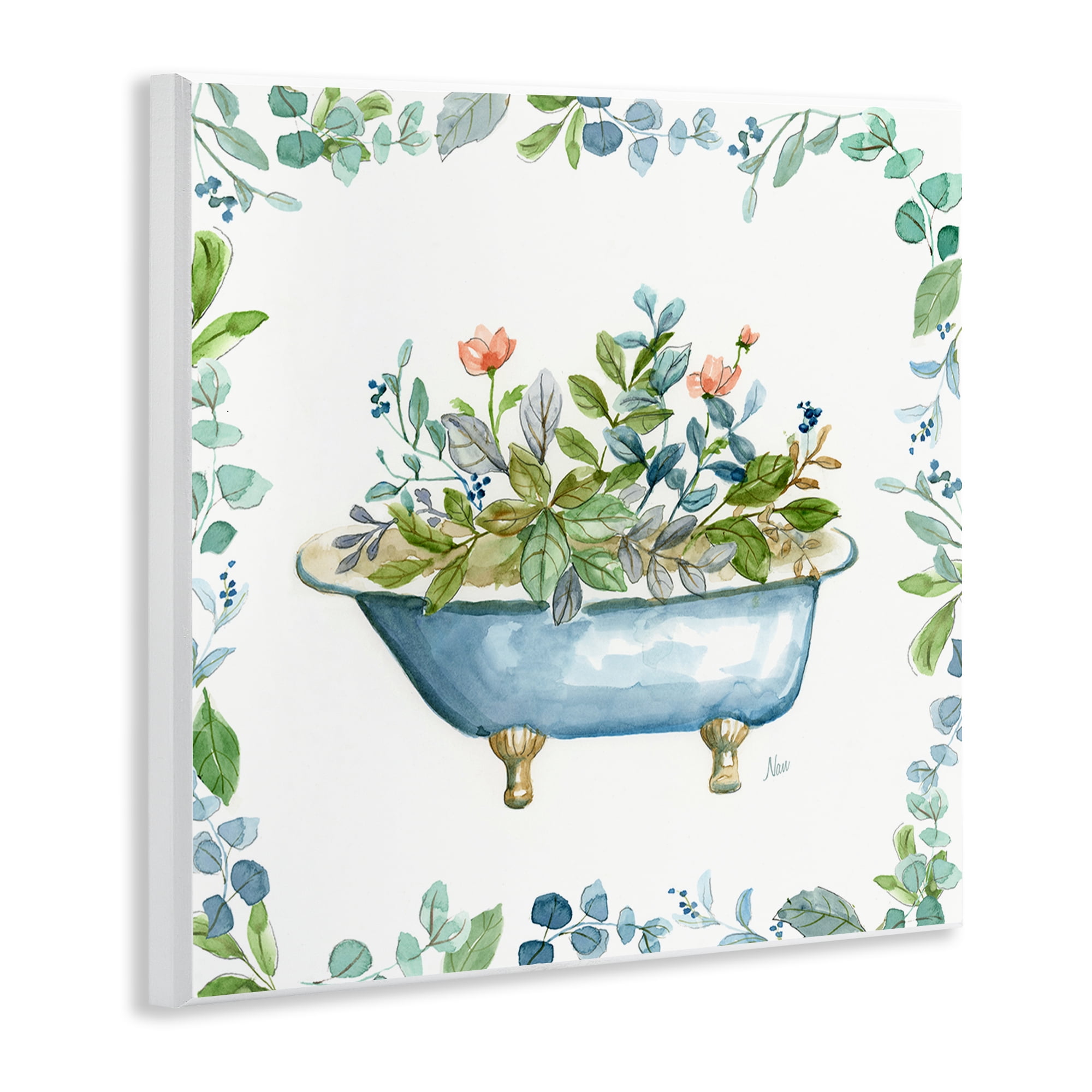 Stupell Industries Botanical Bath Tub Typography Painting Unframed Art Print Wall Art, 12 x 12
