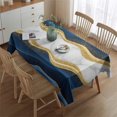 thumbnail image 2 of Blue Marble Gold Wave Pattern Rectangle Tablecloth 60"x84",Waterproof Polyester Rectangle Table Cloth, Wipeable Spillproof Polyester Tablecloth for Dining, Camping, Indoor and Outdoor, 2 of 5