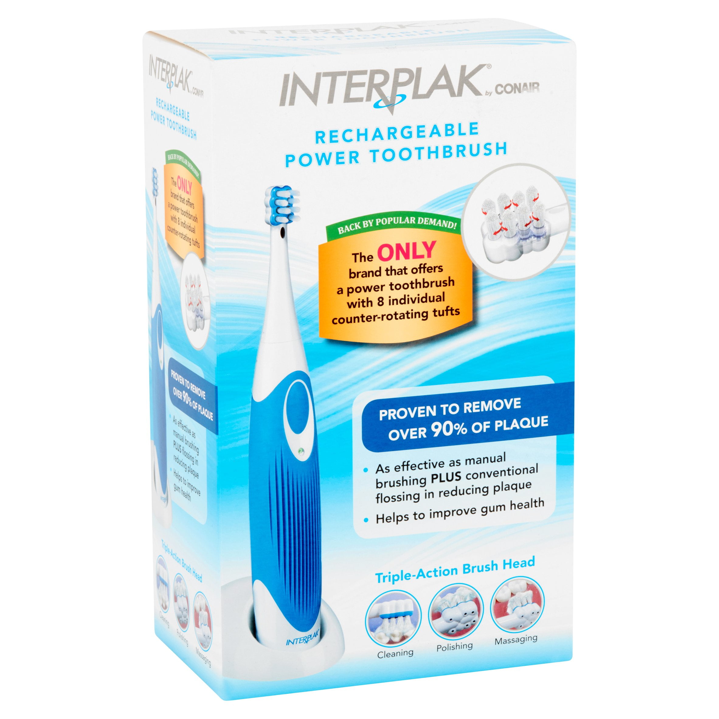 conair interplak rechargeable power toothbrush
