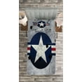 thumbnail image 3 of Ambesonne Airplane Quilted Bedspread Set 2 Pcs, Star on Round Circle, Twin Size, Red Grey Blue, 3 of 3
