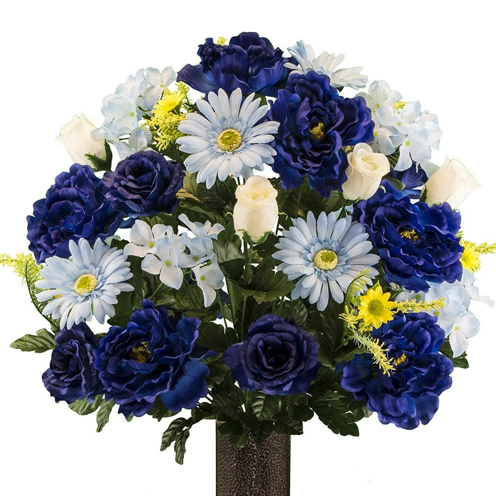 Sympathy Silks Artificial Cemetery Flowers Realistic Vibrant Daisies