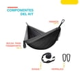 thumbnail image 4 of Hamaca Individual Para Camping Ligera Portatil Nylon Fresca negro 6.49 pulg THE FINIX FX-HIBL, 4 of 5