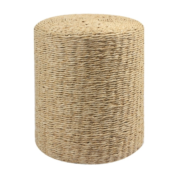 DECMAY Decor Round Pouf Ottoman Double-Strand Beige Paper Rope Pouf Footrest, Foot Stool, for Bed Room Living | Room | Accent Seat