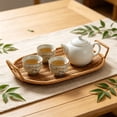 thumbnail image 2 of Boovnll Serving Tray, Woven Storage Tray with Handles Rattan Look, Decorative Wicker Basket Tray for Fruit Bread Table Counter Home Kitchen,11x7in, 2 of 7