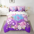 thumbnail image 2 of Homewish Children Teenagers Sport Figure Skating Twin Bedding Sets 7-Piece,Gradient Bling Splash Bedding Comforter Set Microfiber,Chic Floral Flowers Breathable Sheet Sets,Super Cozy Room Decor, 2 of 8