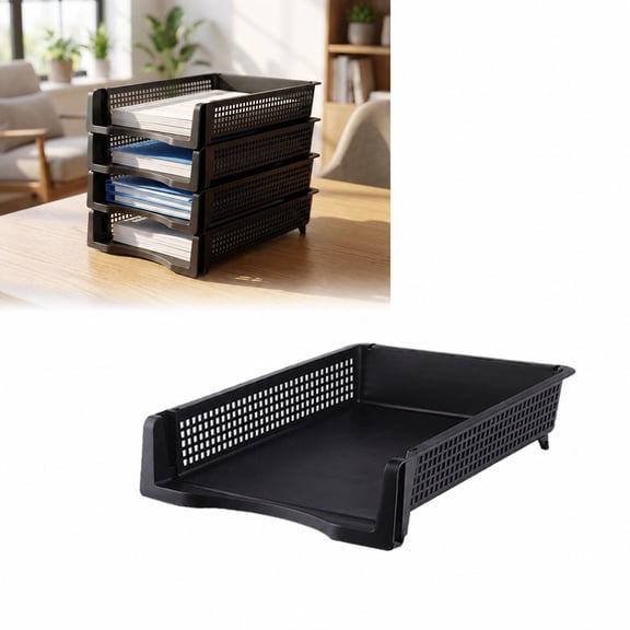 Paper Tray Organizer, Stackable Laminated Plastic Paper Tray, Desktop File & Letter Holder, Document Organizer for Home