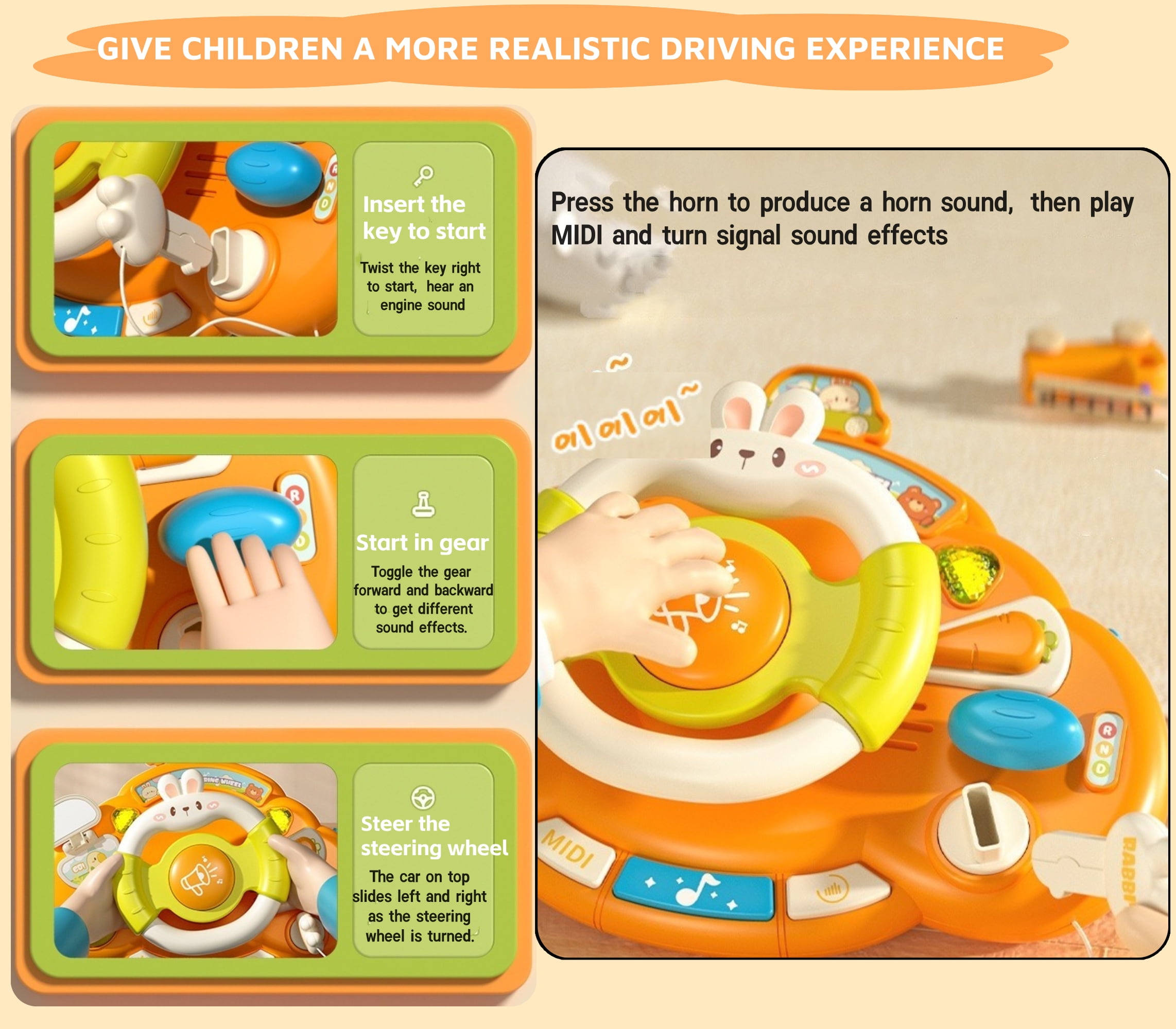 Baby Toys, Baby Activity Station - Turn and Learn Driver with Music & Lights – Sensory Activity Center – Developmental Toys for Babies, Infants – Baby Musical Toys for 6+ Months Boys Girls
