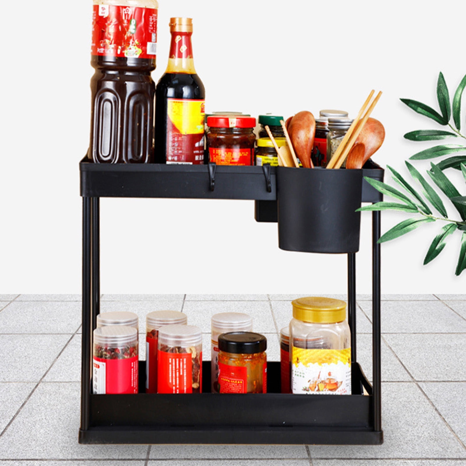 IFNWSV 2-Layer under Sink Organizer with Sliding Drawer for Kitchen and Bathroom Multi-Purpose Organizers Storage