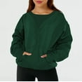 thumbnail image 2 of frariair Women's Fashionable Solid Color Pullover Loose Ribbed Splicing Long Sleeve Pocket Top Sweatshirt Blank Sweatshirts Hooded Sweatshirt Women, 2 of 6