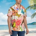 thumbnail image 6 of Uemuo Flowers And Birds Watercolor Printed Regular Fit Short Sleeve Casual Hawaiian Shirt for Men,Aloha shirt,Tropical shirt,Floral print shirt,Vacation Beach shirt-XX-Large, 6 of 9
