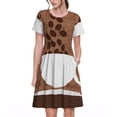 thumbnail image 1 of Fotbe Coffee Cafe Cup Vestido Largo de Moda para Mujer, Vestido Tipo Camiseta con Manga Corta y Estilo Casual a Rayas y Bloques de Color, 1 of 6