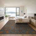 thumbnail image 3 of ODIKA 9'x12' Washable Area Rug Mosaic Interlocking Motif Brushstroke Block Abstract Distressed Refined for Great Room, Indoor Concept, Large Living Low Pile, Flatwoven, 3 of 7